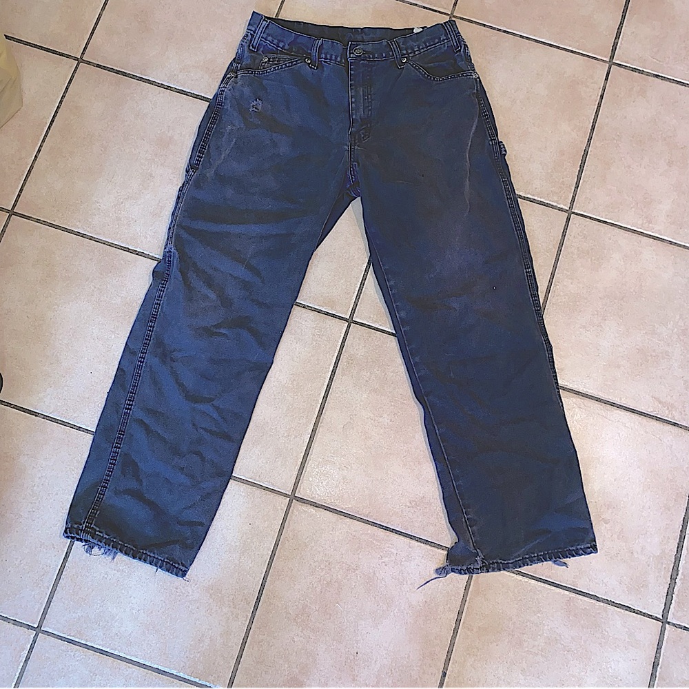 Dickies Workwear Carpenter Pants Cargo Distressed Worn Straight Leg Fade 34x28.5
